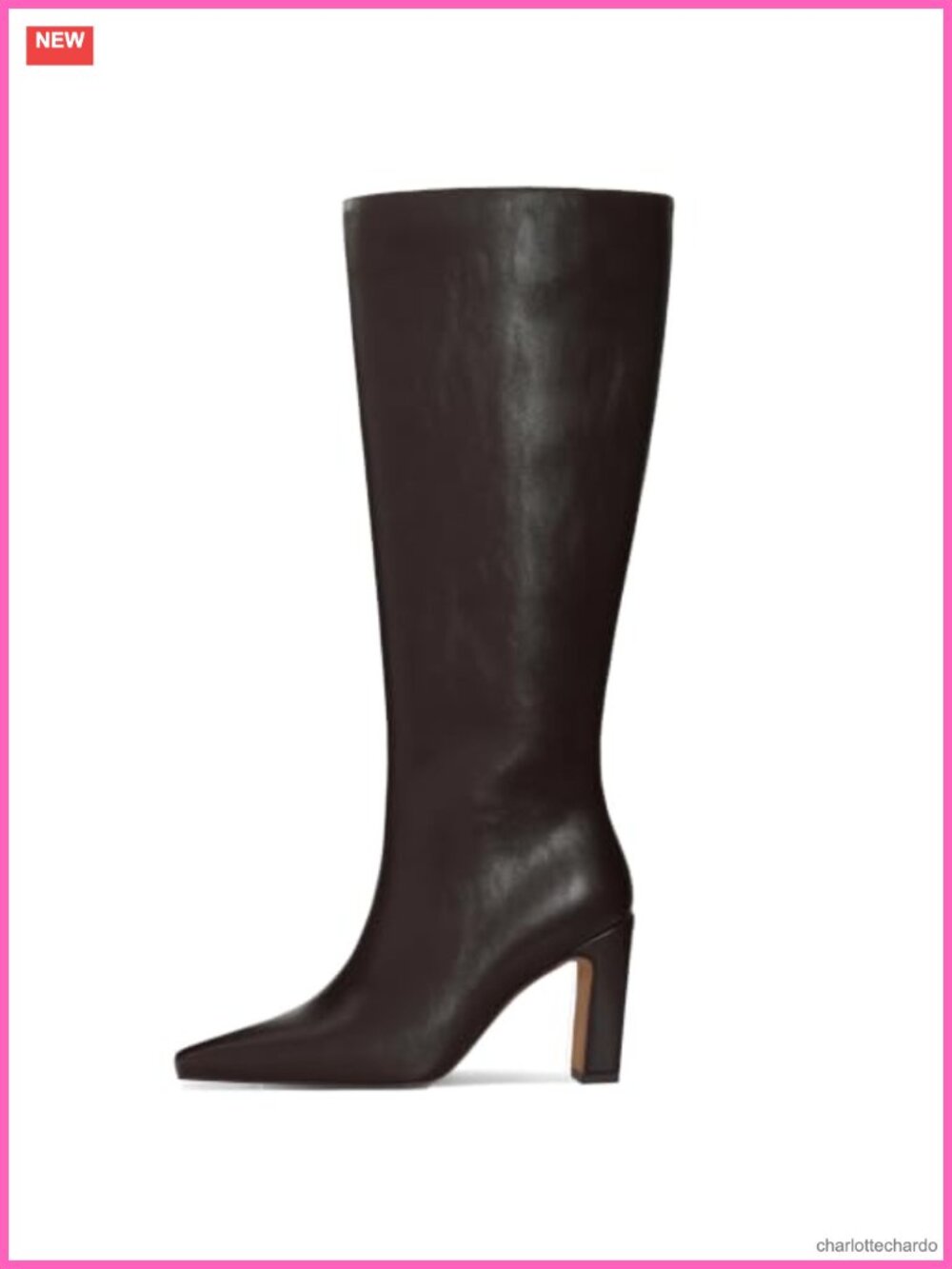 Wide Calf Knee High Boots Square Toe Faux Leather Chunky Heel Side Zip Fall